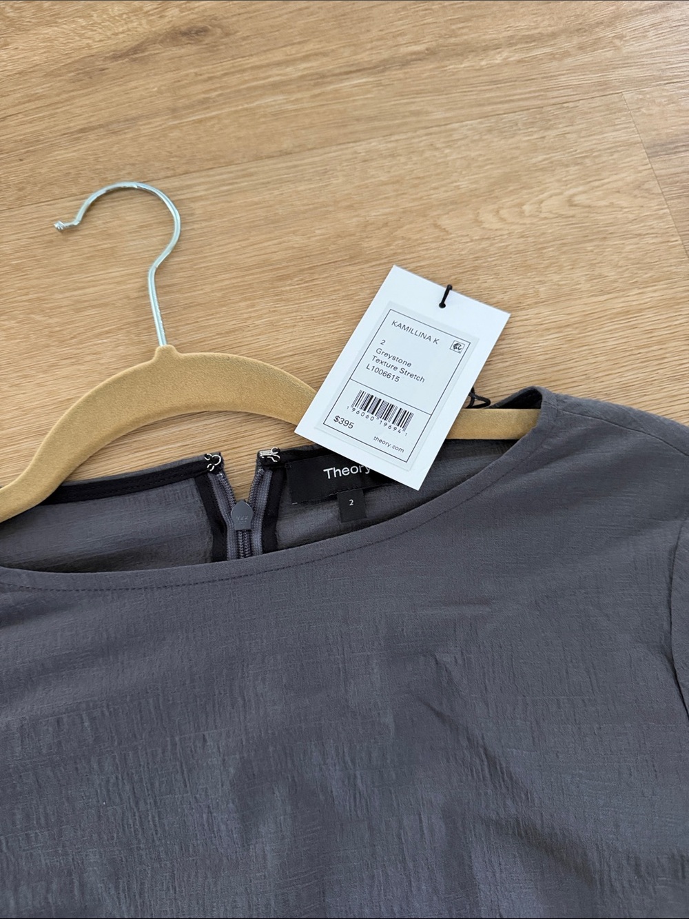 Theory Charcoal Long-Sleeve Boatneck A-Line Dress - Picture 3 of 3